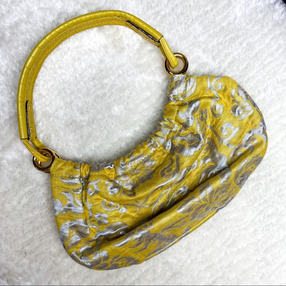 Vintage Kate Spade Y2K Yellow Silver Brocade Mini Shoulder Evening Bag
